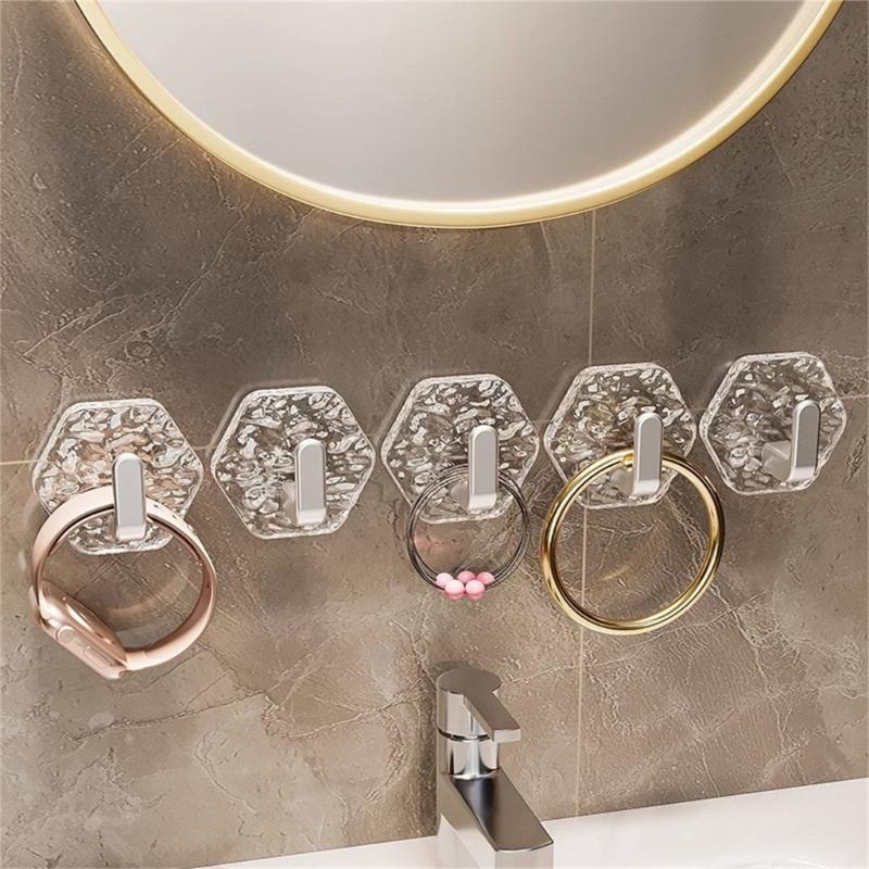 10pcs Crystals Clear Stick Hook High Capacity Adhesive Without Tool Need Convenient for Hanging Home Accessories