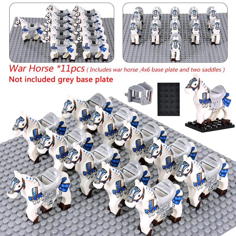Středověké vojenské sady Figury kavalérie Válečný kůň Zvířata Stavební kostky Díly Rytířské zbraně Příslušenství Hračky pro děti dárky