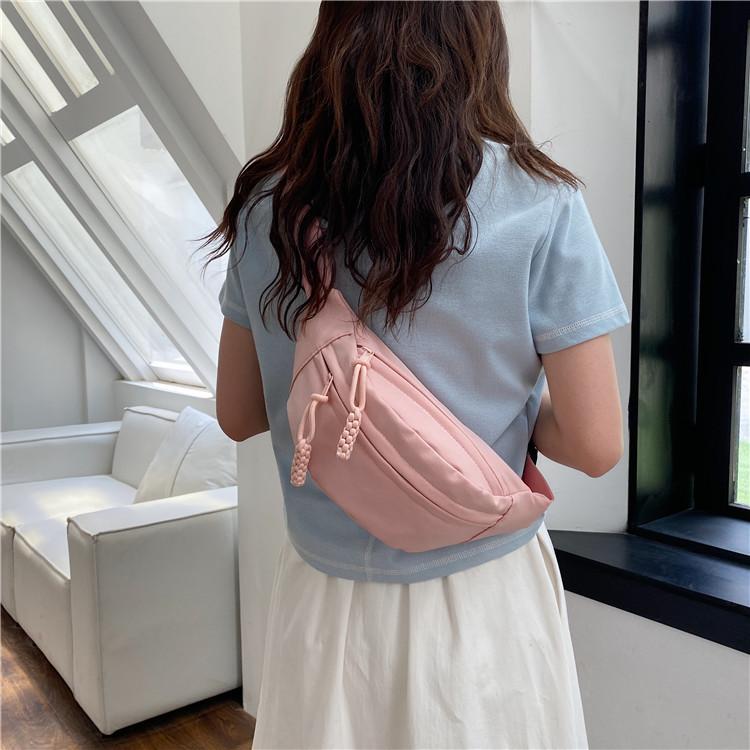 Canvas Small Bag for Women New Simple and Versatile Sports Chest Bag Large Capacity Student Small Shoulder Bag Casual Waist Bag