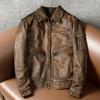 Vintage Genuine Leather Jacket Men Short Distressed Biker Coat Real Cowhide Outerwear Autumn Winter
