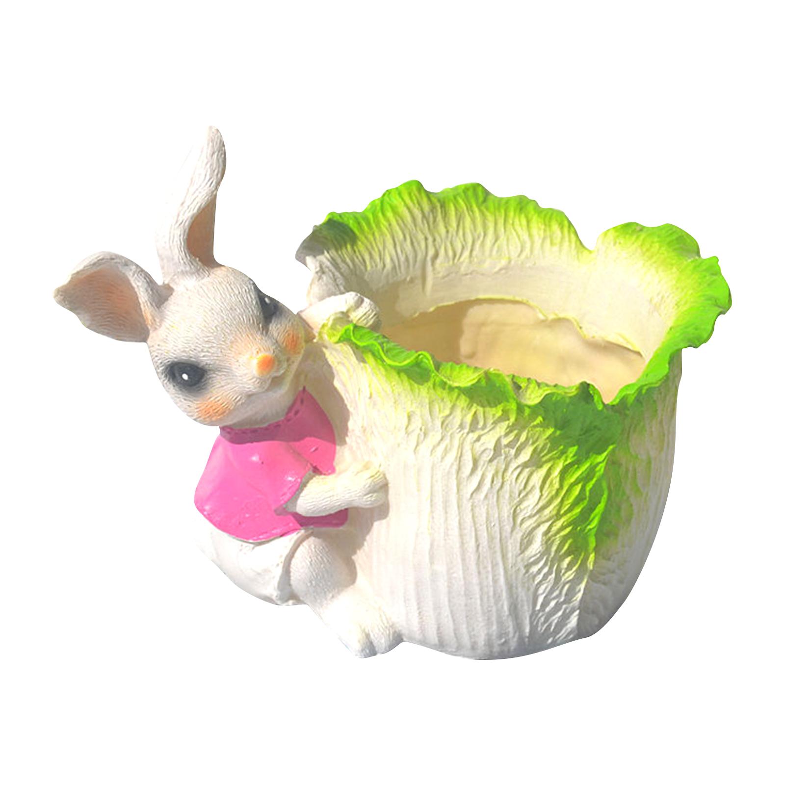 

Rabbits Holding Resin Planter – Bunny Pot With Drainage Hole, 3D Cute Animal Garden Decor Gift For Home, Easter, Mother’s Day One Size