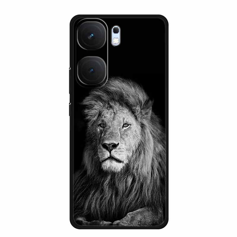 For Vivo iQOO Neo9 Pro Case TPU Silicone Soft Back Cover for Vivo iQOO Neo9 Neo 9 Black Fashion Cool Animals Coque Lion Tiger