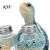 Island Inspired Dining Table Centerpiece Sea Turtle Salt Pepper Shaker Set with Holder, Resin Figurine Holder Glass Spice Bottles, Coastal Beach Style