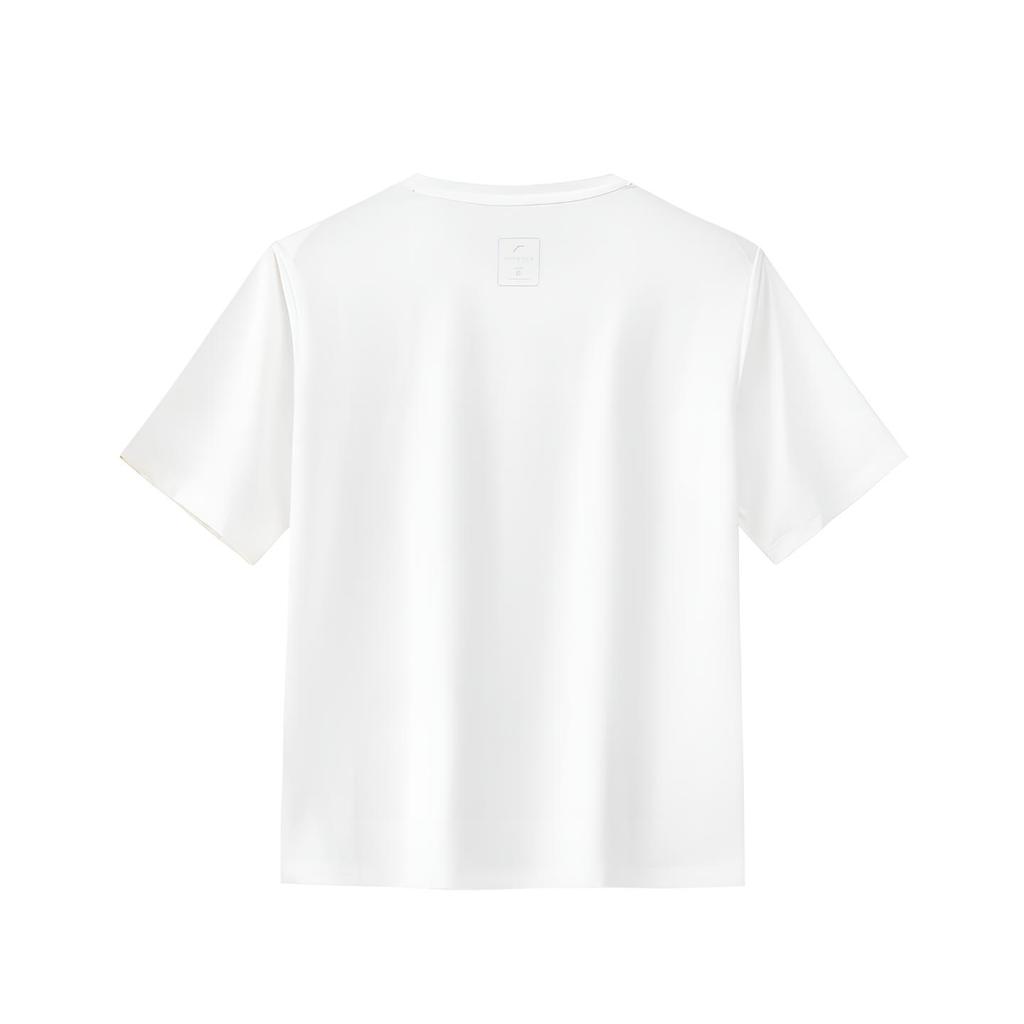 Anta Training Series Round Neck Logo Print Short Sleeve T-Shirt Women Tops Paper-White 162637101-1