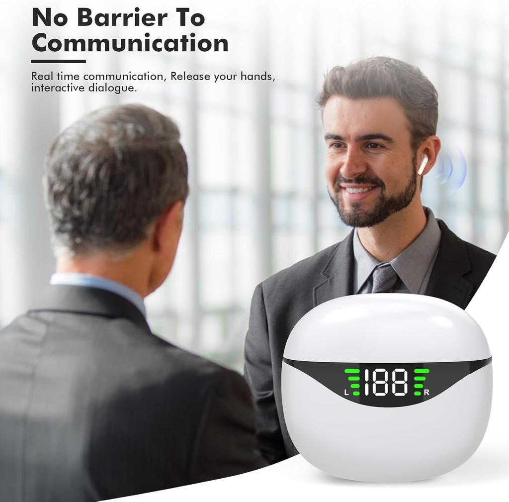 AI Translation Earbuds Translator Earphone 2 Way Language Translator Device Wrieless Headphone 144 Languages Translation Device App for Android iOS