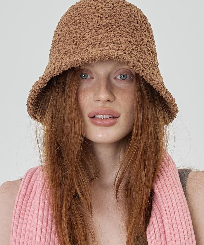 THE-ABON Boucle Over Bucket Hat Wine