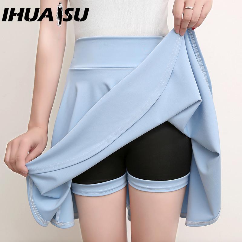 Fashion 16 Ihuasu Color Womens Casual Solid Color Print Summer Spring Skirt