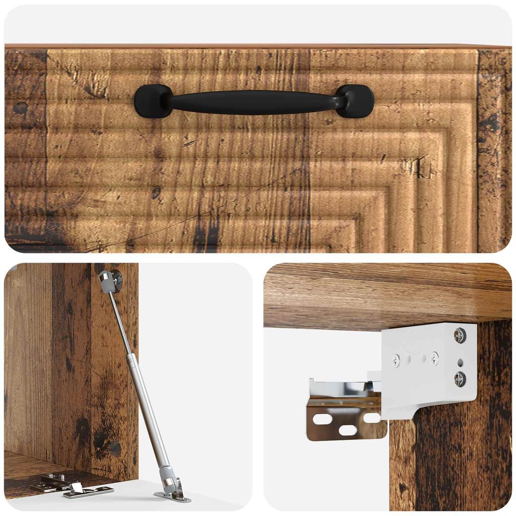 Wall Mounted TV Cabinet Reclaimed Wood Look 59.5 X 31 X 30 Cm