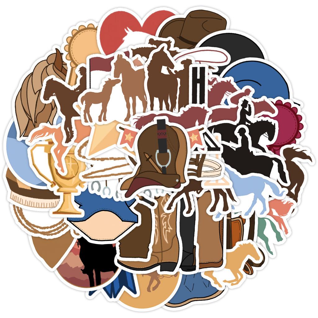 50 Equestrian Graffiti Stickers Water Cup Mobile Box Waterproof Decorative Stickers Creative Equestrian Stickers