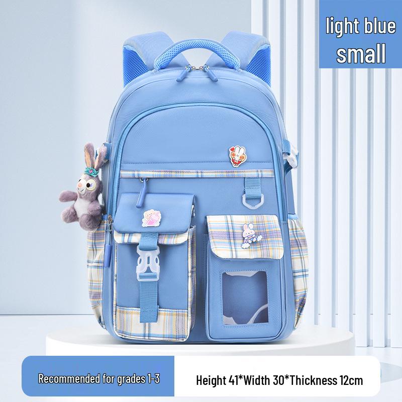 Girls' Trendy Lightweight Backpack: Spine-Protective, Double Shoulder Design for Grades 3-6