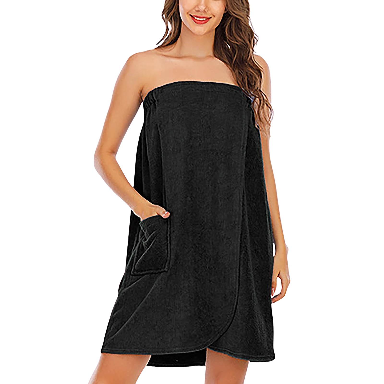 

Женская летняя домашняя одежда Халат Впитывающее банное полотенце Удобная женская пижама L чёрный