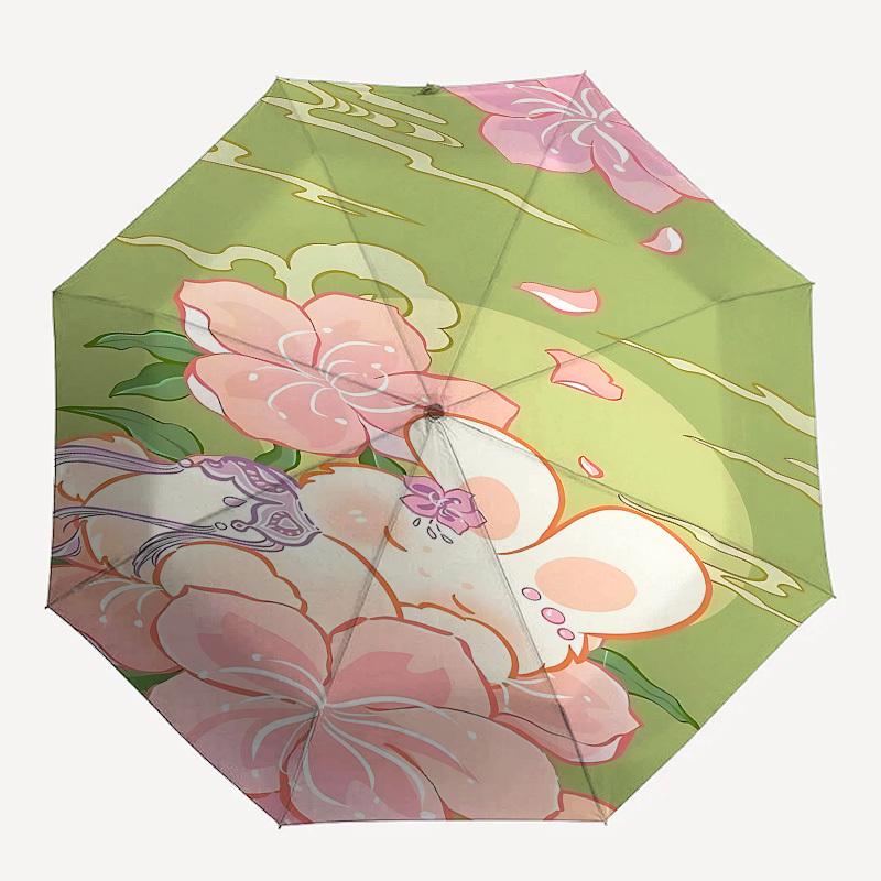 

1pc Floral_pattern Rabbit umbrella with 8 iron ribs and a plastic handle, automatic opening and closing, portable and foldable1059