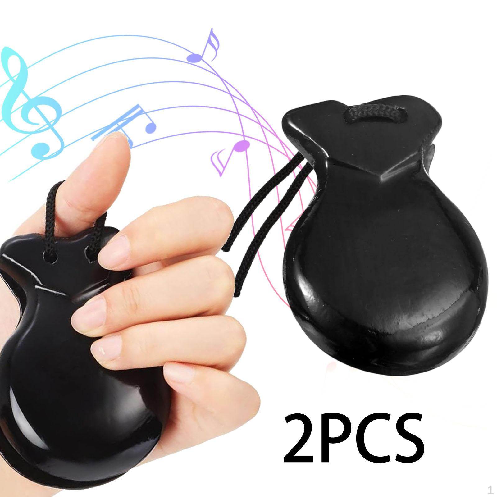 

1 Pair Spanish Wooden Castanets for Adults And Children, Handmade Hand Percussion Instruments black