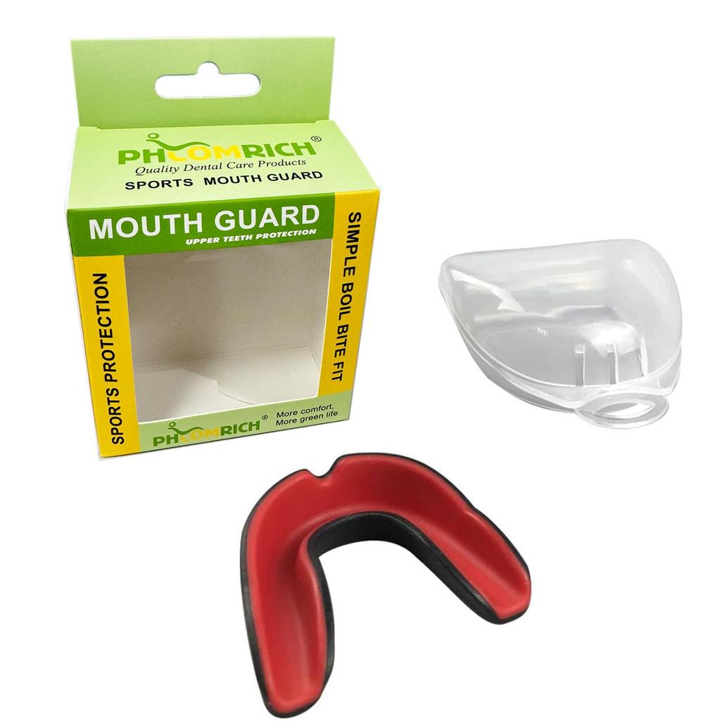 Mouthpiece Mouthguard with Case for Strength Martial 2 Colors and Karate, Boxing, Training, Sports, Arts, Exercise, (Black Red)