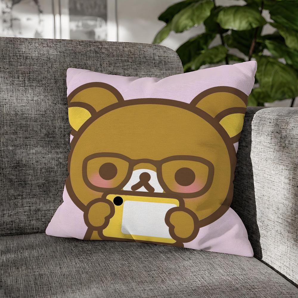 Cartoon Rilakkuma Korilakkuma Sanx Cushion Cover Decorative Pillowcase Soft Short Plush Cozy Durable Sofa Home Decor Items Gift