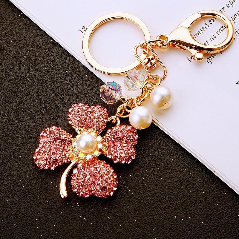 Four Clover Leaves Keychain Bag Decoration Fashion Cars Metal Pendant Gifts