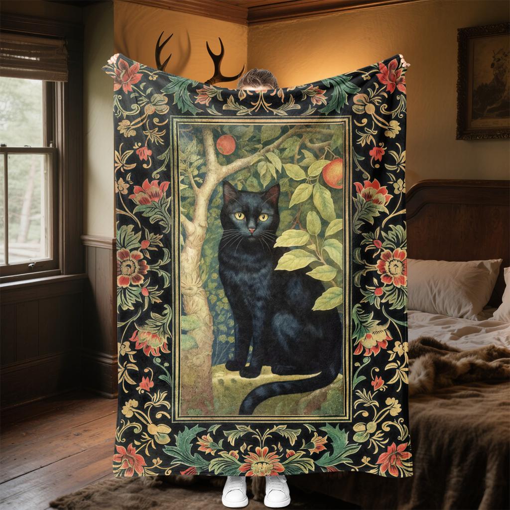 1pc Medieval cats and deer blanket, al season lightweigh Poster blanket home office outdoor nap multifunc Poster blanketional blanket