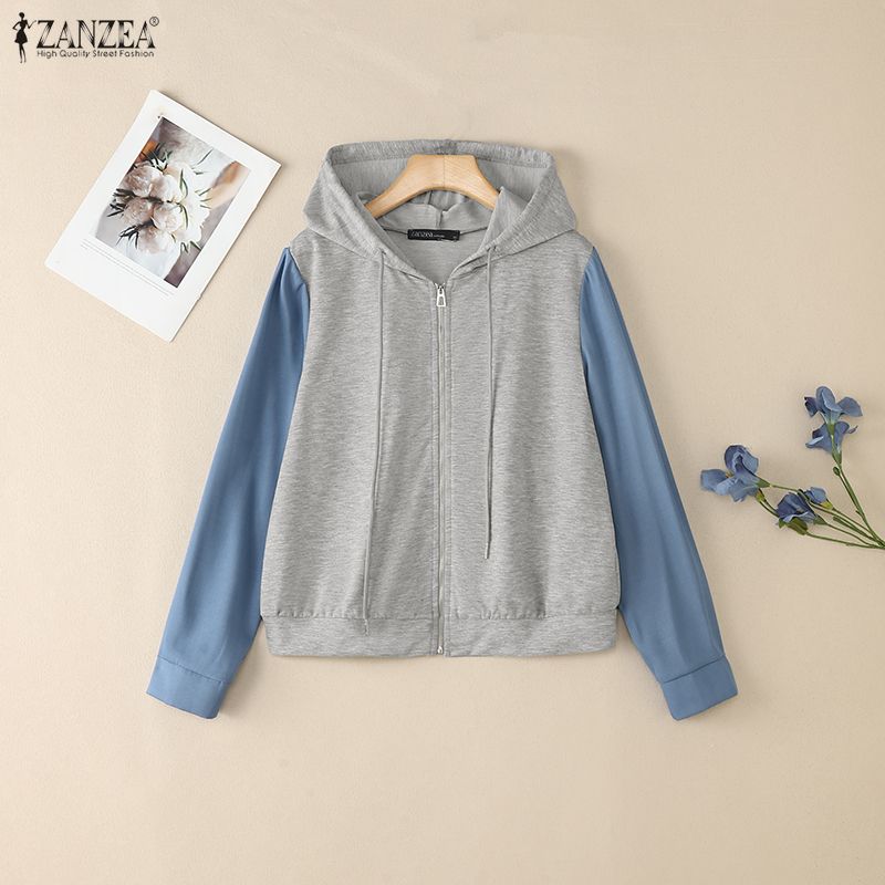 ZANZEA Women Casual Long Sleeve Hoodies Thin Cardigan Outwear