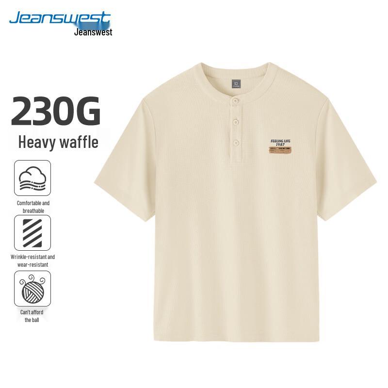 Jeanswest Men s Relaxed Fit Henley Half-Sleeve T-Shirt 2XL