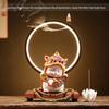 Changshen Chinese Ceramic Lion Dance Lucky Cat Ornament with Light