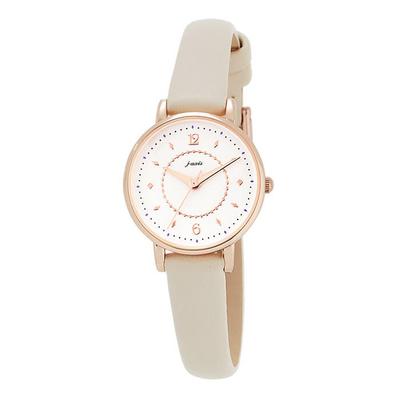 Slanke Leren Band Eenvoudig Pastelgrijs J-AXIS Horloge, Klein, Lichtgewicht, Delicaat, Elegant, Casual, Design, Kleur, CF3A0026, Dames,