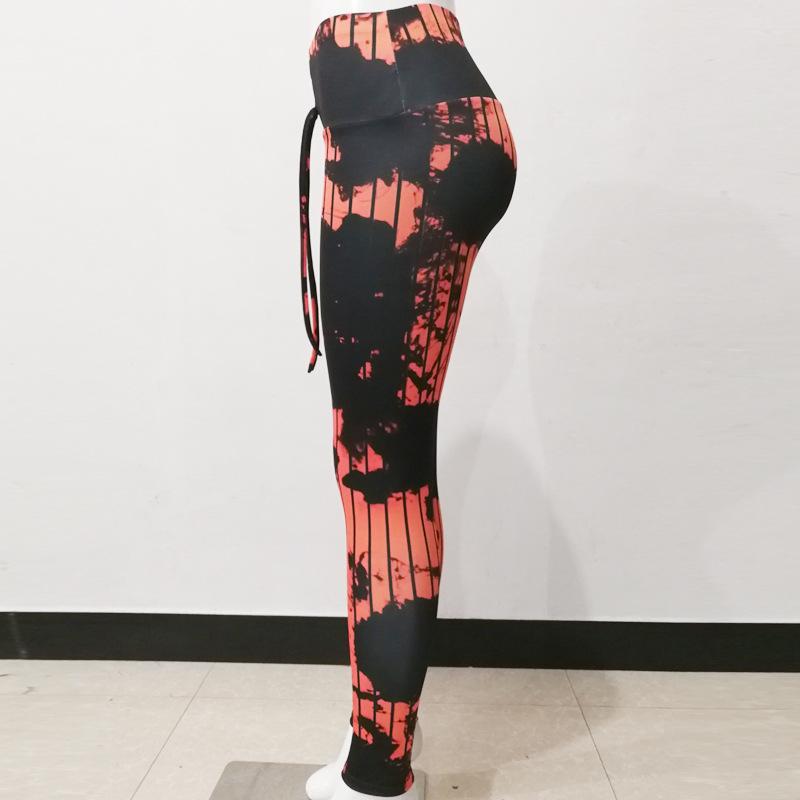 Abstract Line Print Sportowe Legginsy Bazowe Sexy z Wysokim Stanem Podnoszące Pośladki Spodnie do Jogi