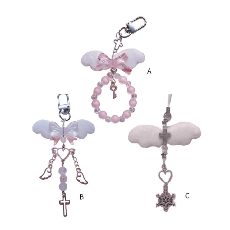 Elegant Winged Beaded Phone Chain Charm Beaded Phone Pendant for Women and Girls