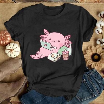 (Premium T-shirt)Hot Axolotl Printed T Shirts Casual Tops Summer Short Sleeve Harajuku T Shirts(Ship Within 24 Hours)