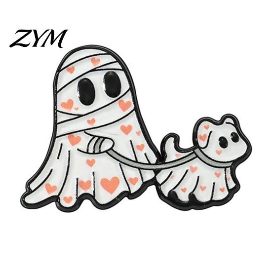 Backpack Decoration Pin Halloween Cartoon Ghost Enamel Brooch, Spooky Metal Lapel Pin, Clothing Accessories Sweater Cardigan Coat Suit Scarf