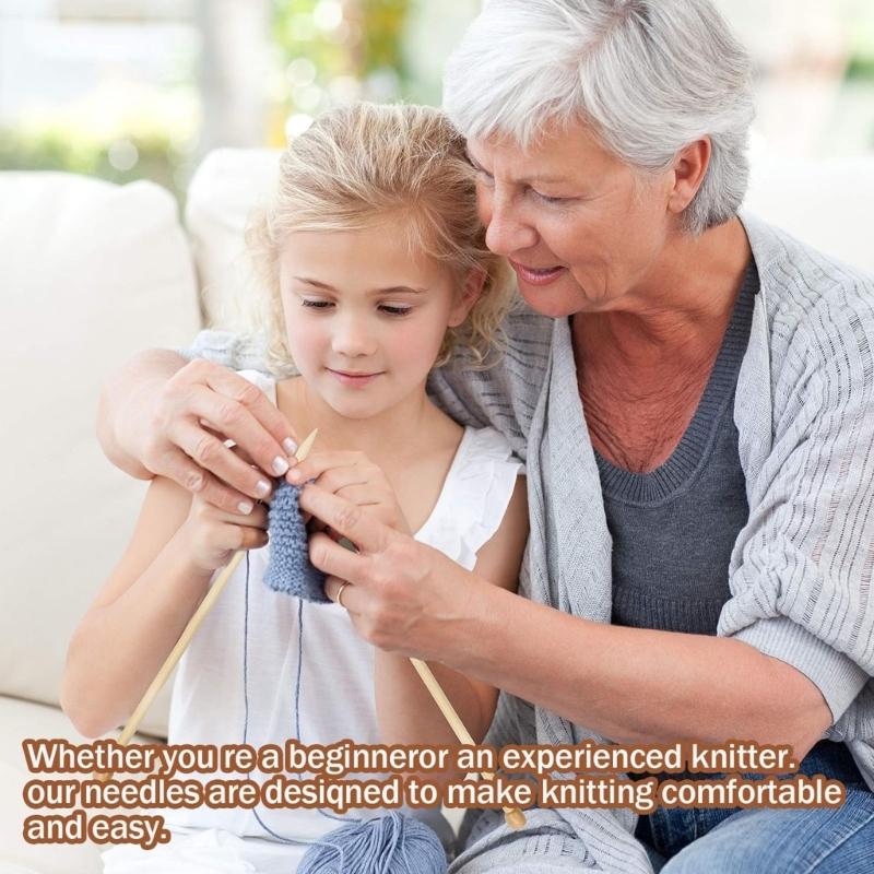 7 Pair Bamboos Knitting Needle Set 4mm To 10mm Smooth Wood Needle for Crochet and Craft Projects