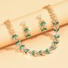 Niche Design Sense Light Luxury Temperament Alloy Set Women'S Luxury Earrings Necklace Two-Piece Chain