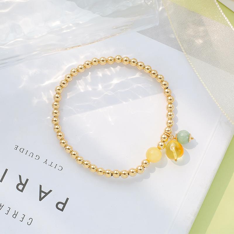 

Браслет из натурального кристалла, Женская сумка 14K Gold Bag, Невыцветающие бусины, Украшение из пчелиного воска с разделителями-бусинами, Браслет из яшмы. 13-14cm
