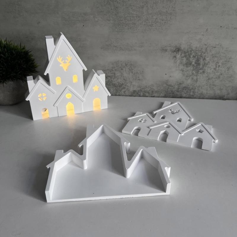 Detailed Christmas Castles Decorations Mold Sturdy Silicone Castles Decors Mold For Crafting Christmas Castles Figure