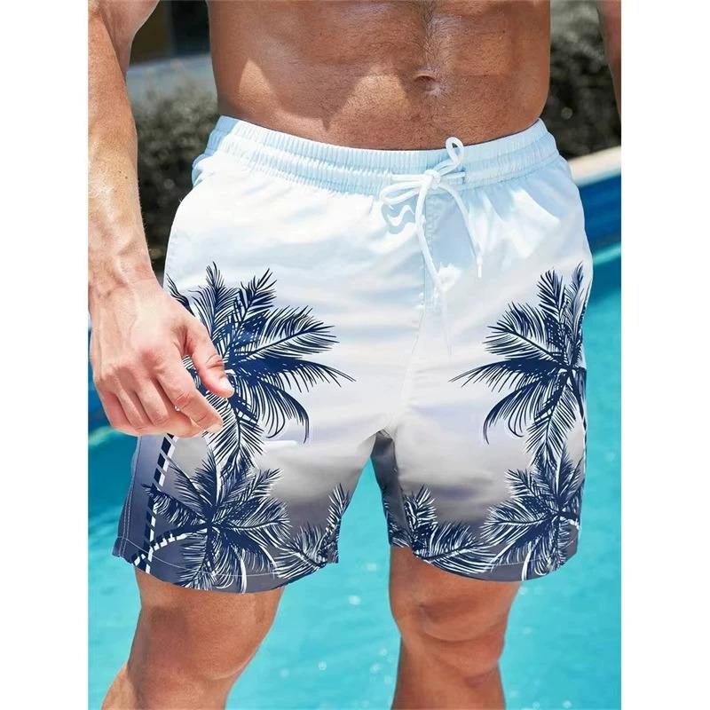 Summer Men's 3D Coconut Tree Series Printed Beach Pants Fashion Versatile Breathable Trend Casual