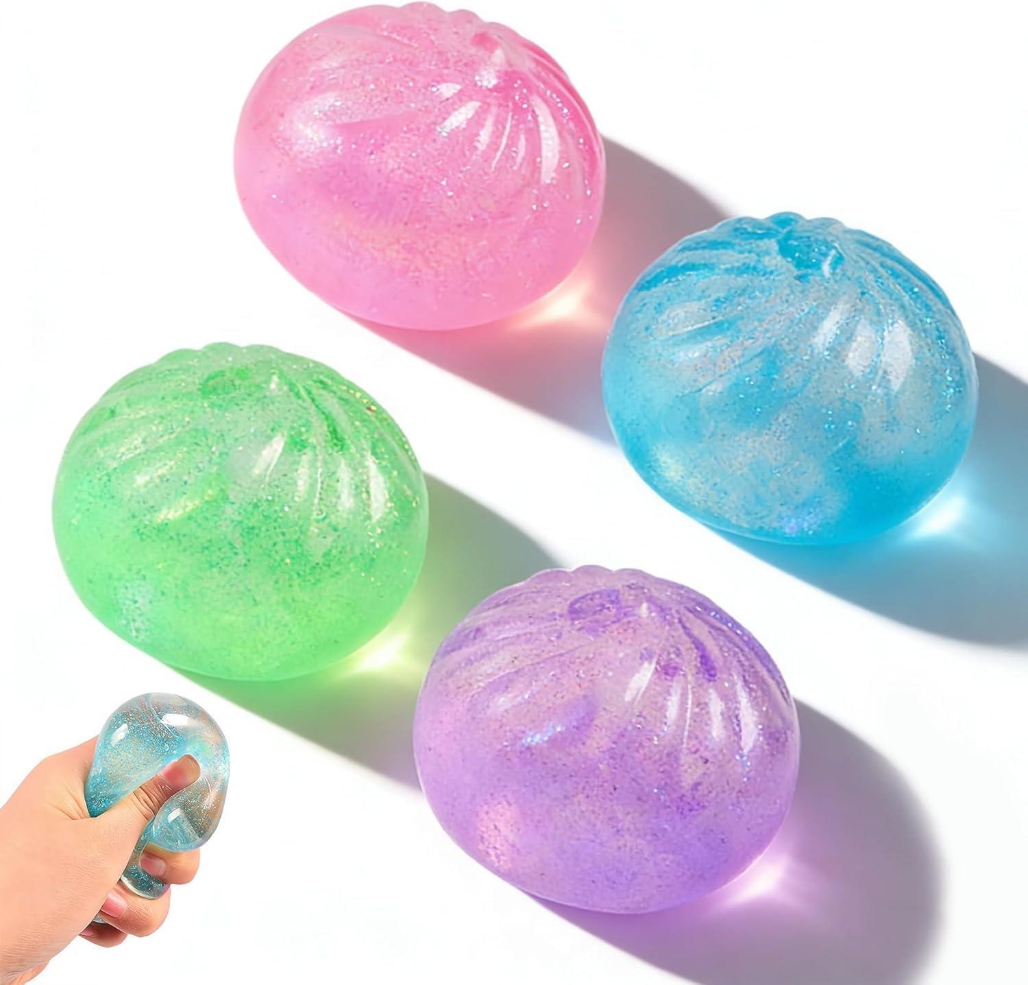 Bai Fen Bai Dolls And Toys Aesthetic Glitter Bao Bun: 5.5Cm Maltose Stress Reliever, Mystery Box Squeeze Toy, Trendy Adult Fidget, Birthday Holiday Gift