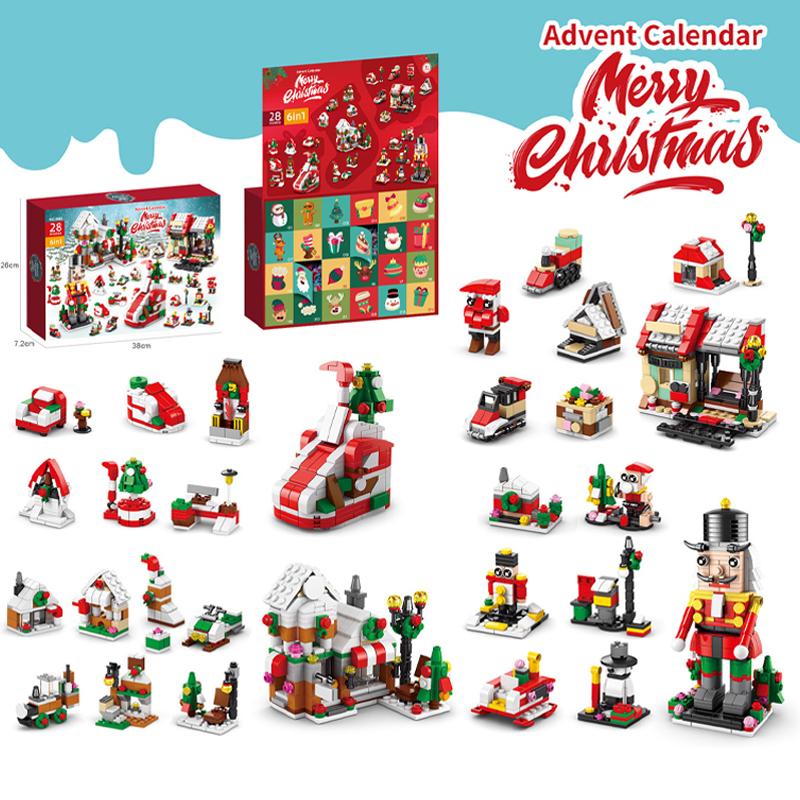 Weihnachtsbausteine Set Box Kinderspielzeug 24 Tage Weihnachten Adventskalender Steine DIY Bausatz Geschenk für Kinder ab 6 Jahren