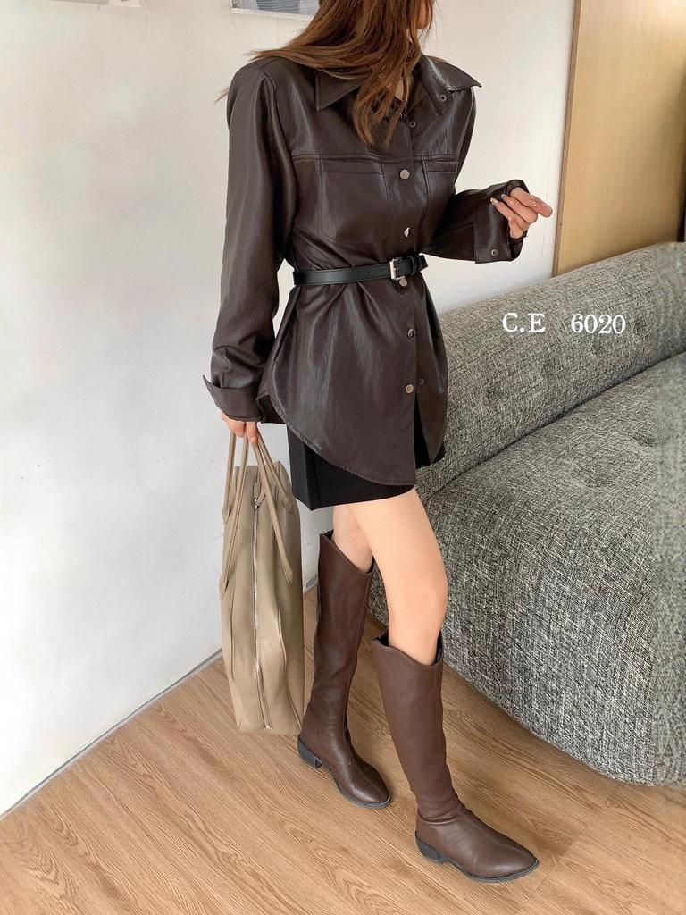 Vintage-Inspired Women's Leather Jacket - Loose Fit, Long Sleeve, Trendy American Influencer Style, High-End Korean Fashion.