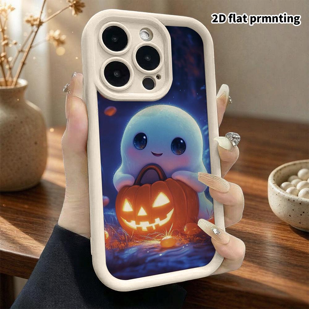 Phone case: 2D flat, suitable for iPhone 18 17 16 15 14 13 Pro protective case, glow-in-the-dark little ghost, perfect Christmas and Halloween holiday