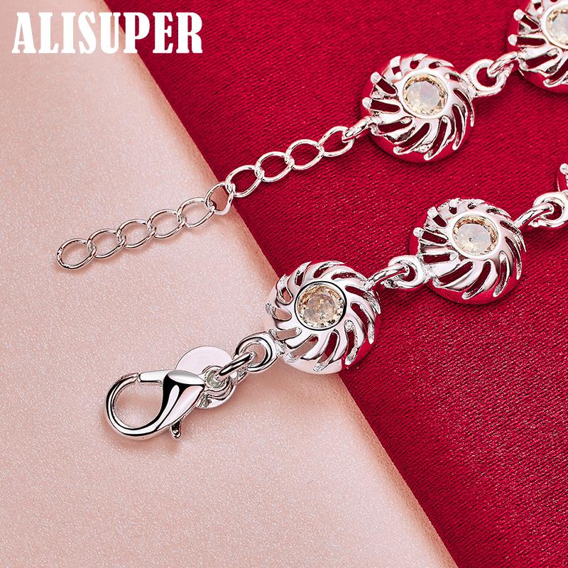 925 Sterling Silber runder AAA-Zirkon-Kettenarmband-Schmuck