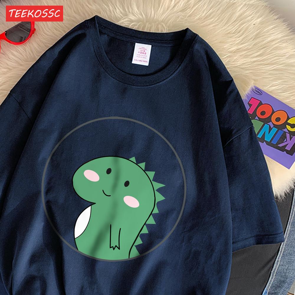 

Fashion Cotton Woman TShirts Kawaii Cartoons Dinosaur Printing Tees Breathable Oversize ONeck Summer Street Female Clothes 4XL