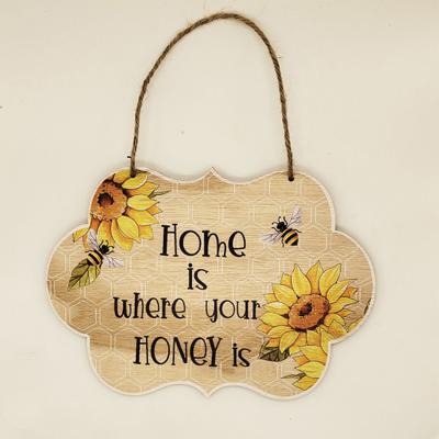 Willkommens-Türschild, Bienentag-Dekoration, Sonnenblumen-Druck, hängendes Design, rustikale Holz-Türdekorationen für Bauernhaus