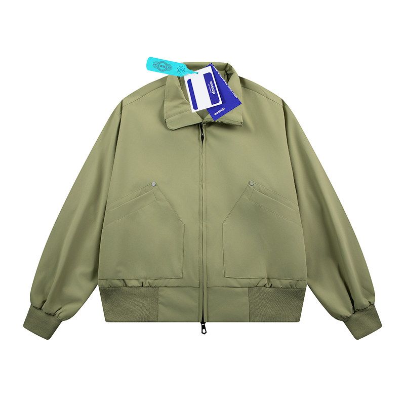 Wassup American Retro Simple Solid Color Versatile Jacket for Men and Women, Short Style for Spring and Autumn, Cool High Street Stand Collar Coat