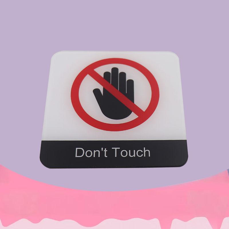 Don't Touch No Touching Signs Public Place Logo Acrylic Wall Stickers Prohibition Badge Notice Store Inside Warning Plaque