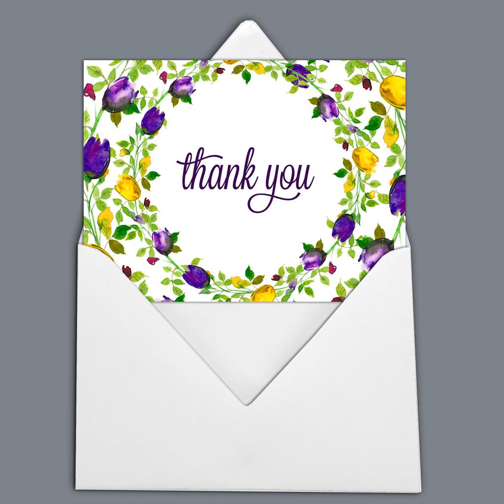 Darling Souvenir Dankeskarten zur Hochzeit mit Blumenmuster und weißen Umschlägen