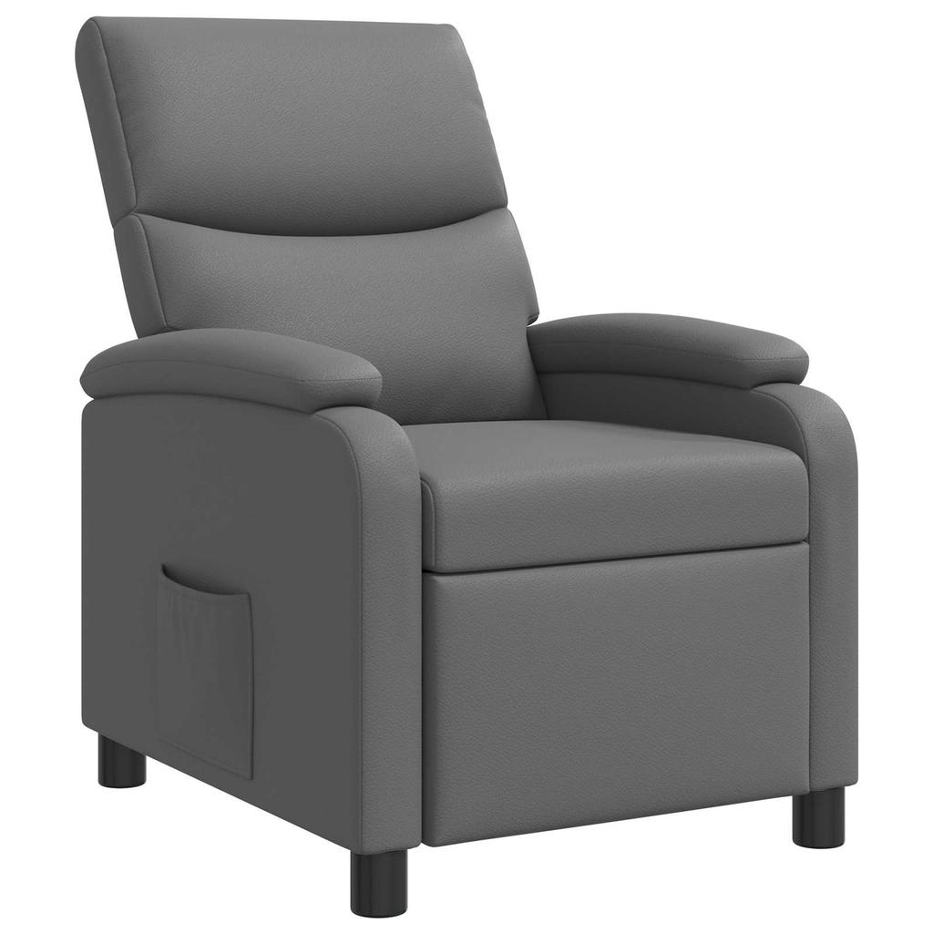 Recliner Chair Gray Faux Leather