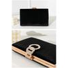 Elegant Solid Velvet Evening Clutch Rhinestone Decor Chain Handbag Luxury Formal Women Purse For Party Banquet