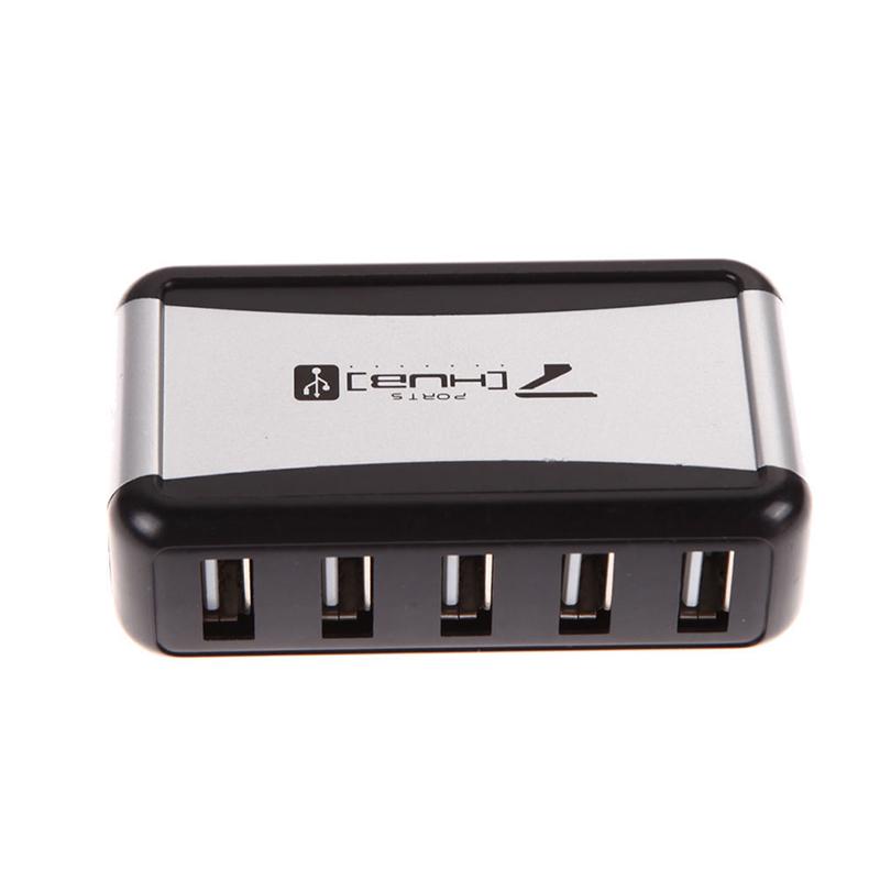 Usb 7-Port Hub Powered With Ac Adapter Cable High-Speed Eu/Us Plug For Pc Laptop