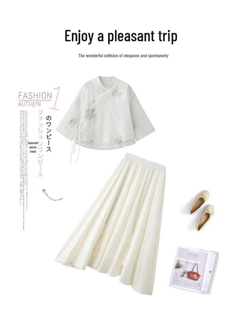 2025 Pretty Summer Ancient-Style Chinese Women's Skirt Set W5825