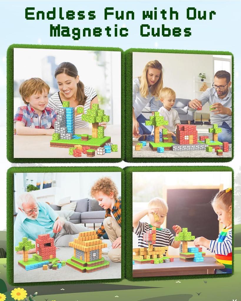 Magnetic Cube Building Set: Primeval Forest-Themed Educational Toy for Kids