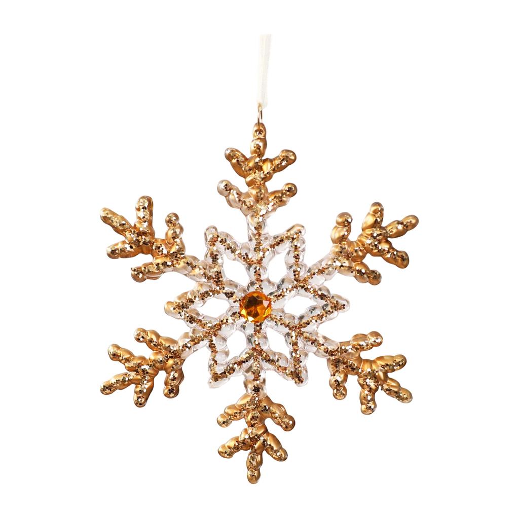 Gold Semi-Transparent Gradient Snowflake Christmas Tree Ornament for Holiday Hanging Decor